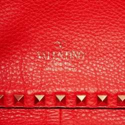 Pre Owned Valentino Brown/Red Leather Rockstud Reversible Tote