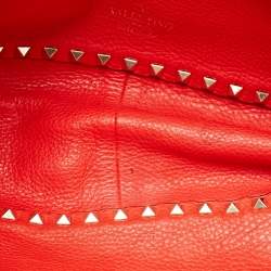 Pre Owned Valentino Brown/Red Leather Rockstud Reversible Tote