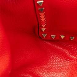 Pre Owned Valentino Brown/Red Leather Rockstud Reversible Tote
