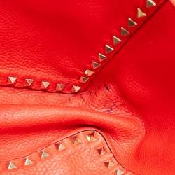 Pre Owned Valentino Brown/Red Leather Rockstud Reversible Tote