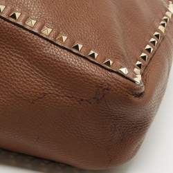 Pre Owned Valentino Brown/Red Leather Rockstud Reversible Tote