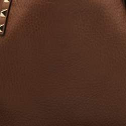 Pre Owned Valentino Brown/Red Leather Rockstud Reversible Tote