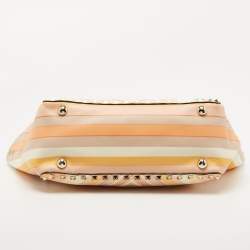 Pre Owned Valentino Multicolor 1975 Striped Leather Small Rockstud Trapeze Tote