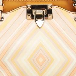 Pre Owned Valentino Multicolor 1975 Striped Leather Small Rockstud Trapeze Tote