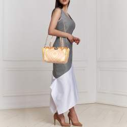 Pre Owned Valentino Multicolor 1975 Striped Leather Small Rockstud Trapeze Tote