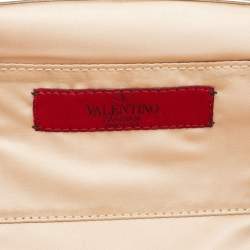 Pre Owned Valentino Black Satin Crystal Embellished Chain Clutch