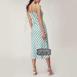 Pre Owned Valentino Black Satin Crystal Embellished Chain Clutch