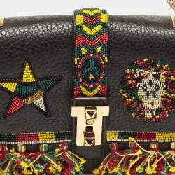Pre Owned Valentino Black Leather Micro B Rockstud Beaded Shoulder Bag