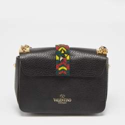 Pre Owned Valentino Black Leather Micro B Rockstud Beaded Shoulder Bag