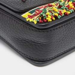 Pre Owned Valentino Black Leather Micro B Rockstud Beaded Shoulder Bag