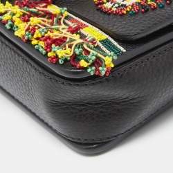 Pre Owned Valentino Black Leather Micro B Rockstud Beaded Shoulder Bag