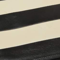 Pre Owned Valentino Black/White Striped Leather My Rockstud Top Handle Bag