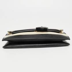 Pre Owned Valentino Black/White Striped Leather My Rockstud Top Handle Bag