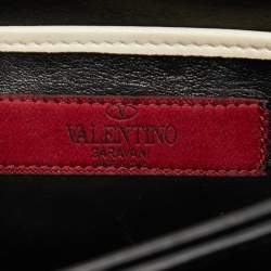 Pre Owned Valentino Black/White Striped Leather My Rockstud Top Handle Bag