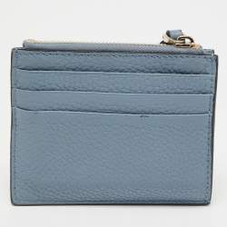Pre Owned Valentino Blue Leather Rockstud Zip Card Holder