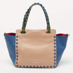 Pre Owned Valentino Multicolor Leather Mini Rockstud Trapeze Tote