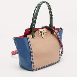 Pre Owned Valentino Multicolor Leather Mini Rockstud Trapeze Tote