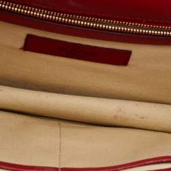 Pre Owned Valentino Red Leather Medium Glam Lock Chain Shoulder Bag