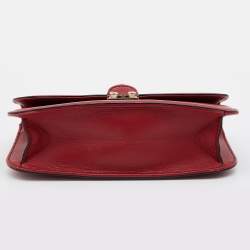 Pre Owned Valentino Red Leather Medium Glam Lock Chain Shoulder Bag