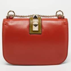 Pre Owned Valentino Multicolor Leather Small Rockstud Glam Lock Flap Bag