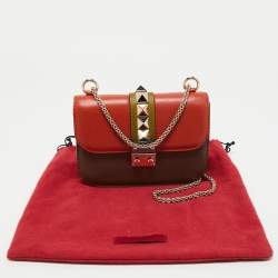 Pre Owned Valentino Multicolor Leather Small Rockstud Glam Lock Flap Bag