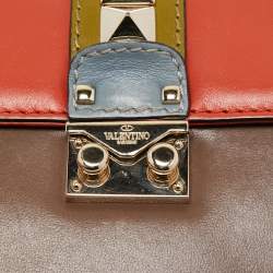 Pre Owned Valentino Multicolor Leather Small Rockstud Glam Lock Flap Bag