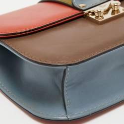 Pre Owned Valentino Multicolor Leather Small Rockstud Glam Lock Flap Bag