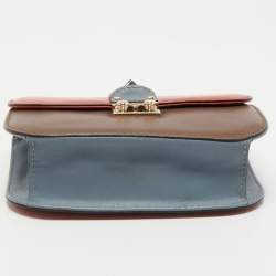 Pre Owned Valentino Multicolor Leather Small Rockstud Glam Lock Flap Bag