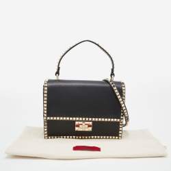 Pre Owned Valentino Black Leather No Limit Rockstud Top Handle Bag