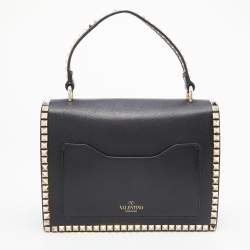 Pre Owned Valentino Black Leather No Limit Rockstud Top Handle Bag