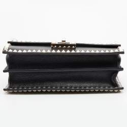 Pre Owned Valentino Black Leather No Limit Rockstud Top Handle Bag
