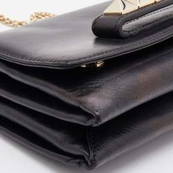 Pre Owned Valentino Black Leather Rockstud Va Va Voom Chain Shoulder Bag