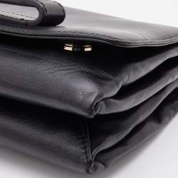 Pre Owned Valentino Black Leather Rockstud Va Va Voom Chain Shoulder Bag