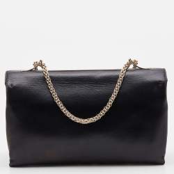 Pre Owned Valentino Black Leather Rockstud Va Va Voom Chain Shoulder Bag