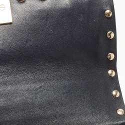 Pre Owned Valentino Black Leather Rockstud Spike Top Handle Bag