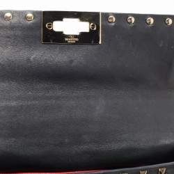 Pre Owned Valentino Black Leather Rockstud Spike Top Handle Bag
