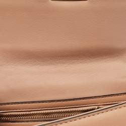 Pre Owned Valentino Beige Leather Small Crystal Embellished Rockstud Glam Lock Flap Bag
