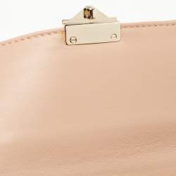 Pre Owned Valentino Beige Leather Small Crystal Embellished Rockstud Glam Lock Flap Bag