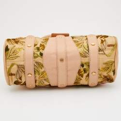 Valentino Beige Leather and Raffia Embroidered Catch Satchel
