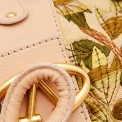 Valentino Beige Leather and Raffia Embroidered Catch Satchel