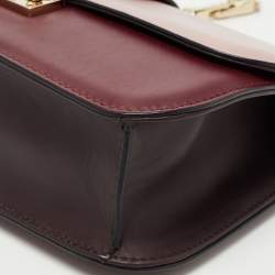 Pre Owned Valentino Burgundy/Pink Leather Medium Rockstud Glam Lock Flap Bag