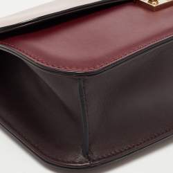 Pre Owned Valentino Burgundy/Pink Leather Medium Rockstud Glam Lock Flap Bag