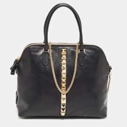 Pre Owned Valentino Black Leather Va Va Voom Satchel