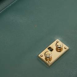 Pre Owned Valentino Green Leather Medium Rockstud Glam Lock Flap Bag