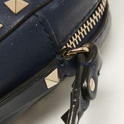 Valentino Navy Blue Leather Rockstud Camera Crossbody Bag