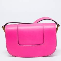 Pre Owned Valentino Fuchsia Leather Small SuperVee Crossbody Bag