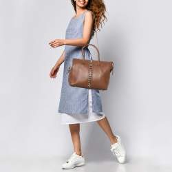 Pre Owned Valentino Brown Leather Va Va Voom Tote
