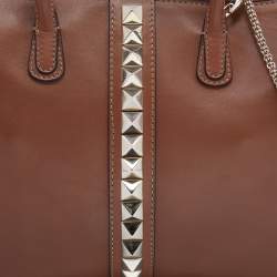 Pre Owned Valentino Brown Leather Va Va Voom Tote
