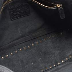 Valentino Black Leather Rockstud Flip Lock Front Pocket Flap Messenger Bag 