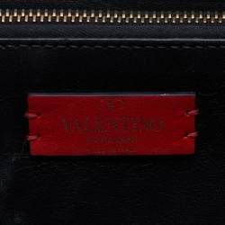 Pre Owned Valentino Black Leather Medium VRING Chain Shoulder Bag